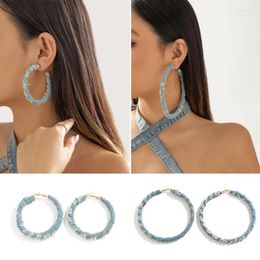 Hoop Earrings Retro Exaggerated Denim Geometric 2024 Trendy Design Punk Hip-hop Personalized Women Oversized Jewelry