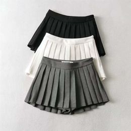 New fashion designer summer high-waisted female sexy mini retro pleated skirt Korean tennis skirt white black 2024