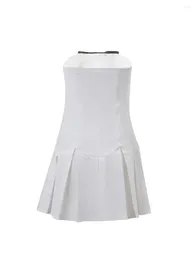 Casual Dresses Women Strapless Mini Dress Tube Top Bow Pleated Sleeveless Summer Evening Cocktail Party Going Out Short