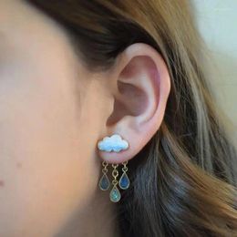 Stud Earrings Cute Rainy Cloud Drop Oil Ear Jewellery Tassel Creative Gift For Women Girls