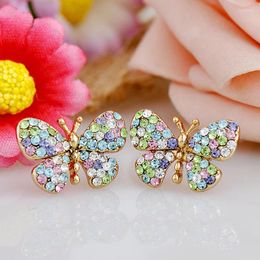 Stud Earrings ER-00535 Genuine Austrian Crystal Jewerly Gold Plated Women's Rhinestone Butterfly Y2k Accessories Valentine's Day Gift