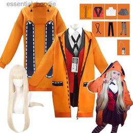 cosplay Anime Costumes Yomozuki Runa role-playing in the anime Kakegurui with wigs and orange hooded jackets school uniforms Halloween for womenC24321