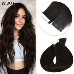 Extensions ZURIA Original Mini Tape in Human Natural Hair Extensions For Women 12/16/20/24Inches Bundles Invisible Skin Weft Adhesive