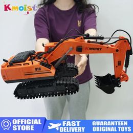 Kmoist 1 20 RC Car 11CH 2.4Ghz Remote Controlled Excavator Engineering Vehicle Crawler Truck with Light Toys for Boys Kids Gifts 240311