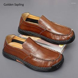 Scarpe casual Abito alberello dorato Mocassini da lavoro Moda uomo Appartamenti in pelle Classici Mocassini da guida Tempo libero per uomo