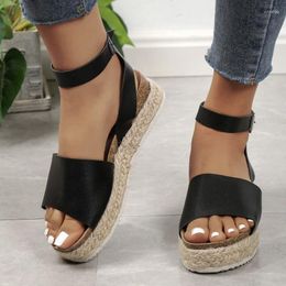 Dress Shoes Wedges Sandals For Women Summer Plus Size Vintage Ankle Strap Women's Platform Increased Ladies Casual Sandalias