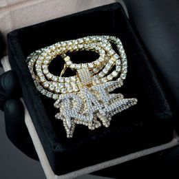 Zuanfa Hip Hop Full Iced Out 10K Solid Gold Two-Tone Moissanite Diamond Letter Pendant Necklace