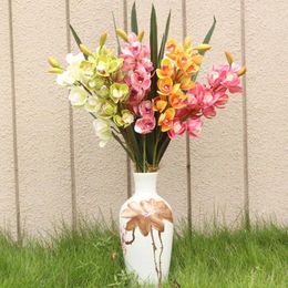 Decorative Flowers 3D Artificial Cymbidium Orchid Latex Phalaenopsis For Wedding Centrepieces Home Flower