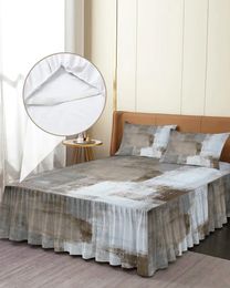 Bed Skirt Taupe Modern Abstract Art Elastic Fitted Bedspread With Pillowcases Protector Mattress Cover Bedding Set Sheet