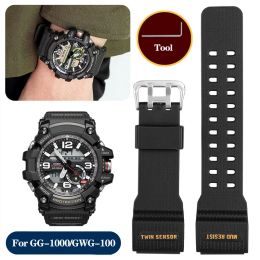 Watches Silicone Rubber Watch Band for Gshock Little/small Mud King Gg1000 Gwg100 Gsg100 Waterproof Sports Strap Bracelet