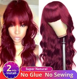 Ishow Brazilian Human Hair Wigs with Bangs Peruvian Body Wave None Lace Wigs Indian Hair Malaysian Body Wave9158886