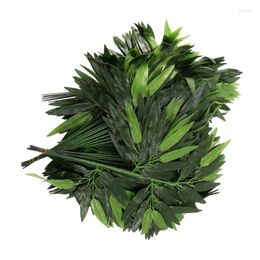 Decorative Flowers 200 PCS Artificial Green Bamboo Leaves Fake Plants Greenery For Home El Office Party Decoration