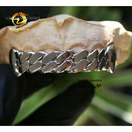 Zuanfa Jewellery Hip Hop Plain Design Sier 10K 14K Gold Cuban Link Teeth Custom Grillz