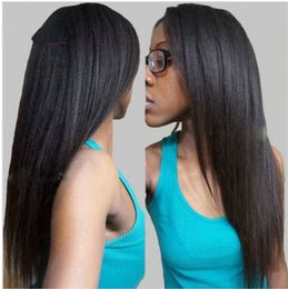 30inch Yaki Straight frontal Human Hair Wig Brazilian Remy natural Scalp transparent hd Lace Front remy african american hair Wig