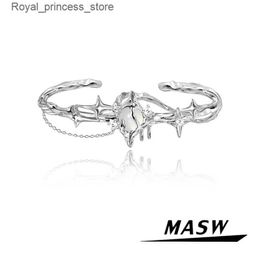 Charm Bracelets MASW Original Design Exquisite Style High Quality Brass Thick Silver Plated Star Cufflinks Womens Fashion Jewellery Q240321