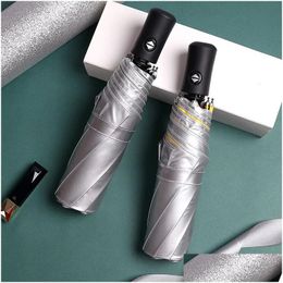 Umbrellas Three Folding Sier Plastic Matic Umbrella Uv Sunsn Ladies Rain And Sun Vinyl 240219 Clephan Juchiva Drop Delivery Home Garde Ot30C