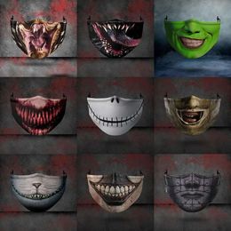 Face Mask Scary 9 Styles Halloween Dust-Proof Anti-Fog Pm2.5 Breathable Washable Adjustable Adult Protective Masks Fast Delivery s