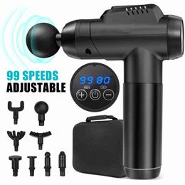 Massage Gun Massage Gun Deep Tissue 99 Speeds Quiet Handheld Electric Muscle Massager with 8 Replacement Heads for Office Home 240321