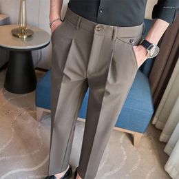 Men's Suits 2024 Spring Loose Straight Pants For Men Elastic Waist Business Casual Suit Slim Fit Office Social Trousers Clothing