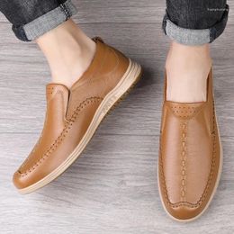 Casual Shoes 2024 Brand Genuine Leather Men Italian Loafers Moccasins Slip On Men's Flats Breathable Male Driving