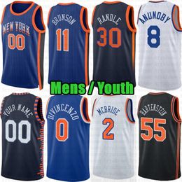 Custom Mens Youth Jalen Brunson Julius Randle Basketball Jersey New Yorks OG Anunoby Knick Donte DiVincenzo Mitchell Robinson 2024 City Bojan Bogdanovic Josh Hart