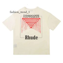 Men's T-shirts Men Women Vintage Heavy Fabric RHUDE BOX PERSPECTIVE Tee Slightly Loose Tops Multicolor Logo Nice Washed Rhude T-shirt 3953