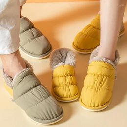 Slippers Men Waterproof Cotton Shoes Winter Fluffy Women Home Flats Couples Korean Style Soft Bottom Snow Boots Zapatos Hombre