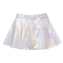 Skirts A-Line Miniskirt Stylish Fairy Grunge Women Glossy Shiny Transparent Flare Skirt High Street Y Club Rave Outfit Can Stacked Dr Dhgvl