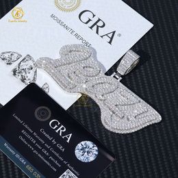 High Quality Bling Diamond 925 Sterling Silver Iced Out Custom Vvs Moissanite Letter Pendant