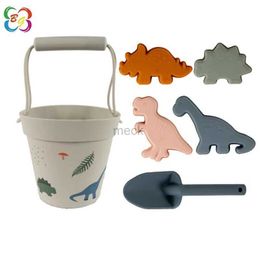 Sand Play Water Fun Dinosaur Model Silicone Beach Toy Digging Bucket Beach Toy Bucket Set ChildrenS Outdoor Beach Toy Beach Bucket 240321