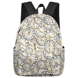 Backpack Clock Overlay Pattern Student School Bags Laptop Custom For Men Women Female Travel Mochila
