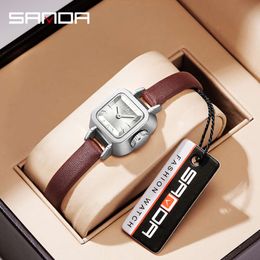 Live Streaming New with Square Mesh Strap, Fashionable and Simple Roman Pattern Waterproof Quartz Women's Belt Watch