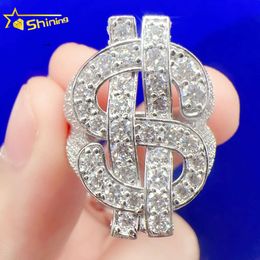 Designer Jewellery Hot Selling Hip Hop S925 VVS Moissanite Shining round diamond moissanite ring vvs dollar 925 silver hip hop engagement rings iced out
