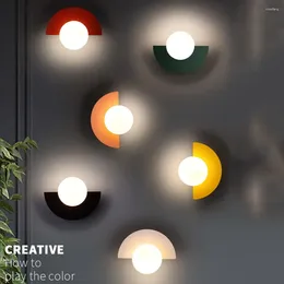 Wall Lamp LED Bedroom Bedside Nordic Simple Coloured Designer Creative Aisle Light Living Room Corridor Study Home Decor Sconce