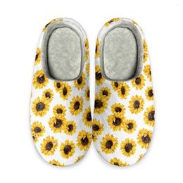 Slippers Beliodome Sunflower Flower Design House Cotton Custom Slipper Women Indoor Slip On Shoes Lightweight Bedroom Warm Rubber Sole