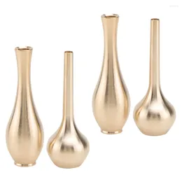 Vases 4 Pcs Small Vase Delicate Copper Flower Arrangement Ceramic Decorations Metal Ornament