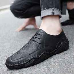 Casual Shoes Men High Quality Italian Fashion Leather Outdoor Anti Slip Comfortable Flat Bottom Designer Loafers