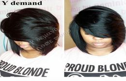 Classic Fashion 1PC Short BOB Black Natural Straight Wigs Synthetic For African American Black Women Kanekalon Fiber U Part Wig2954538