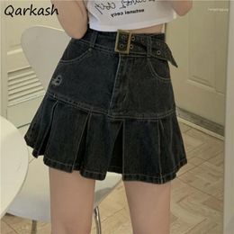 Skirts Denim Skirt Women Fashion Korean Style Students Summer All-match Mini Lovely Ruffles Design Niche Asymmetrical High Street