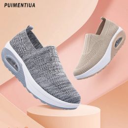 Shoes Summer Autumn Mesh Women Vulcanised Shoes Fashion Sneakers Platform Flat Ladies Loafers Casual Breathable Wedges Walking Shoes