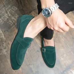 Casual Shoes 2024Classic Green Men's Suede Moccasins Large Size 46 Breathable Leather Loafers Men Low Slip-on For Bean