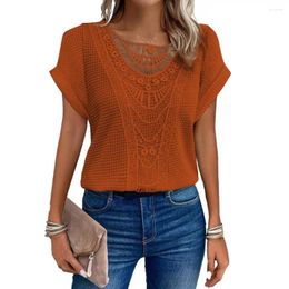 Women's Blouses Women Blouse Stylish Spring Summer T-shirt Collection O-neck Short Sleeve Pullover Tops Solid Colour Hollow Out For Every