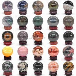 Face Massager 40mm Gem Ball Treatment Crystal Home Decoration Spiritual Magic Natural Stone Ball Polishing Gem Massage Ball 240321