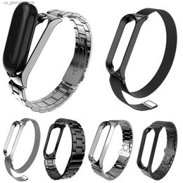 Watch Bands Mi Wrist Straps Metal for Xiaomi Mi Band 3 Screwless Stainless Steel Wristband Bracelet Smart Band Replace for Mi Band 3 Y240321