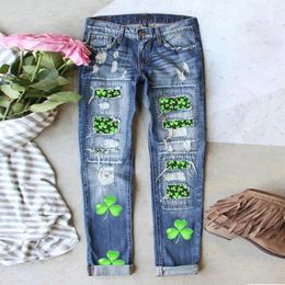 Women's Pants Man Ripped Jeans St Patrick Day Bottom Vintage Baggy Joggers Y2k Denim Luxury Trousers Big-Size Summer Straight Pantalones