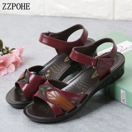 Sandals ZZPOHE 2018 Summer Sandals Women Fashion Flip Flops Flats Sandals Ladies Soft PU Leather Comfortable Sandals Mother Wedges Shoes