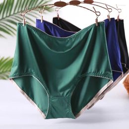 Women's Panties Satin Sexy Silky Women High Elasticity Comfort Briefs Solid Color Plus Size Breathable Lingeries Female Underwears 95KG