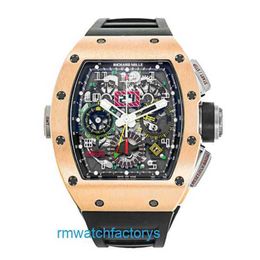 Unisex RM Watch Tourbillon Watch Rm11-02 18k Rose Gold Calendar Time Month Double Time Zone Famous Luxury Rm1102