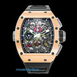 Top RM Watch Titanium Watch RM11-02 18k Rose Gold Calendar Time Month Double Time Zone Clock RM1102