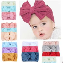 Hair Accessories 3 Pcs/Set Waffle Bows Baby Headband Cottons Bowknot Haarband Girl Headbands Cotton Kids Band Girls Drop Delivery Mate Otuqm